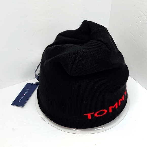 TOMMY HILFIGER HAT BEANIE , BLACK, UNISEX, REVERSIBLE - Picture 9 of 12